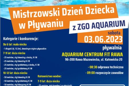 Mistrzowski Dzień Dziecka w Pływaniu z ZGO AQUARIUM już 3 czerwca w Rawie