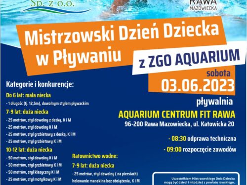 Mistrzowski Dzień Dziecka w Pływaniu z ZGO AQUARIUM już 3 czerwca w Rawie