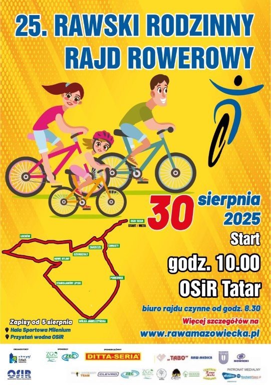 Rawski Rodzinny Rajd Rowerowy 2025 rawa mazowiecka trasa rajdu rowerowego zapisy