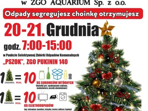 Choinka za Surowce 20-21 grudnia 2025 PSZOK Pukinin