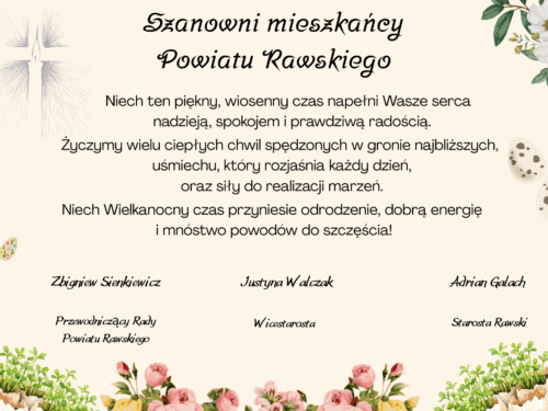 Życzenia Wielkanocne od władz Powiatu Rawskiego