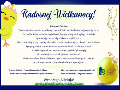Życzenia Wielkanocne od władz Rawy Mazowieckiej